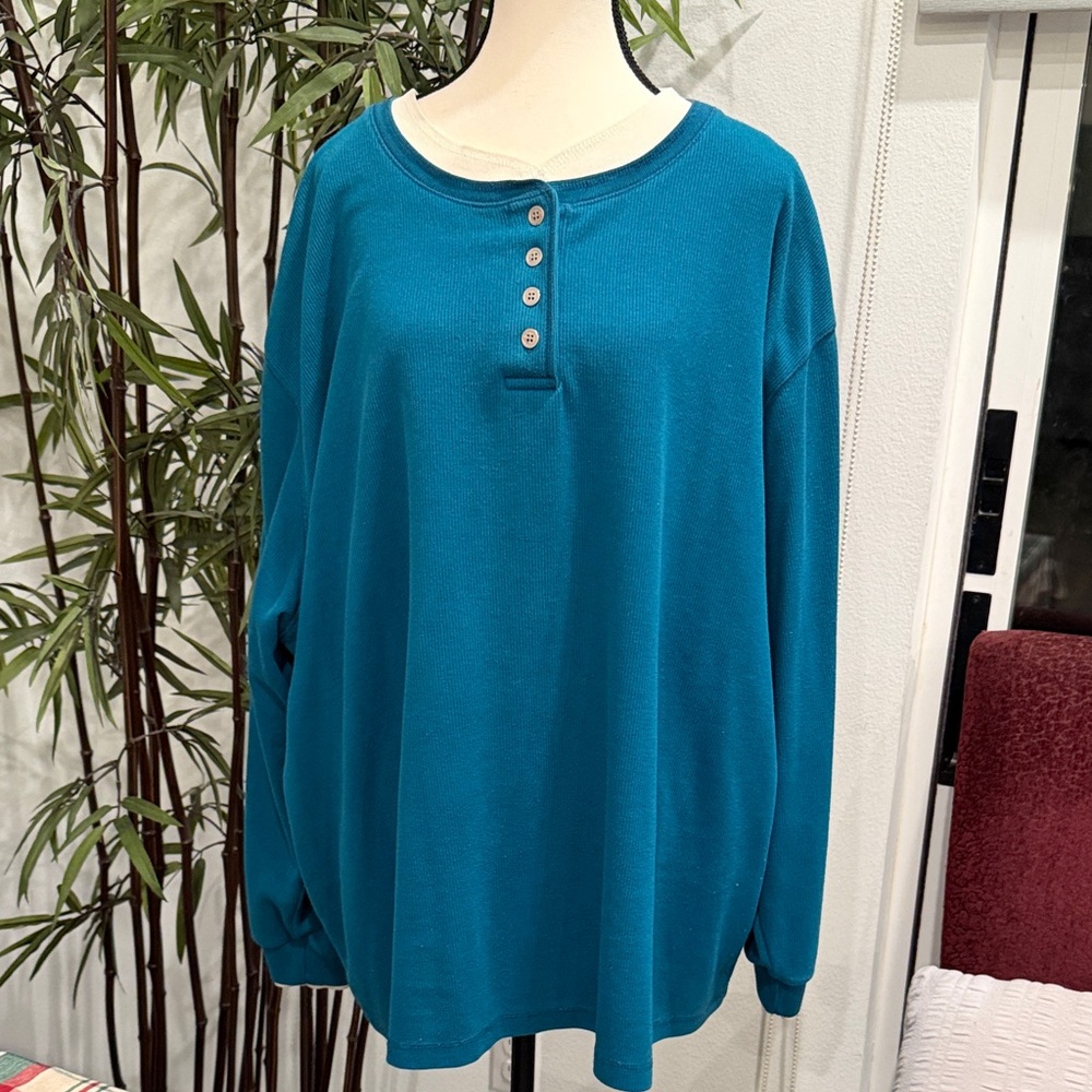 Teal Button-Up Women's Sweatshirt